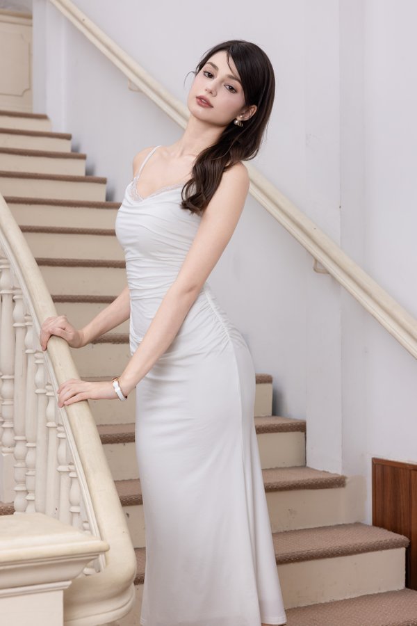 Alanza Lace Ruch Midi Padded Dress (White) Alanza Lace Ruch Midi Padded Dress (White)