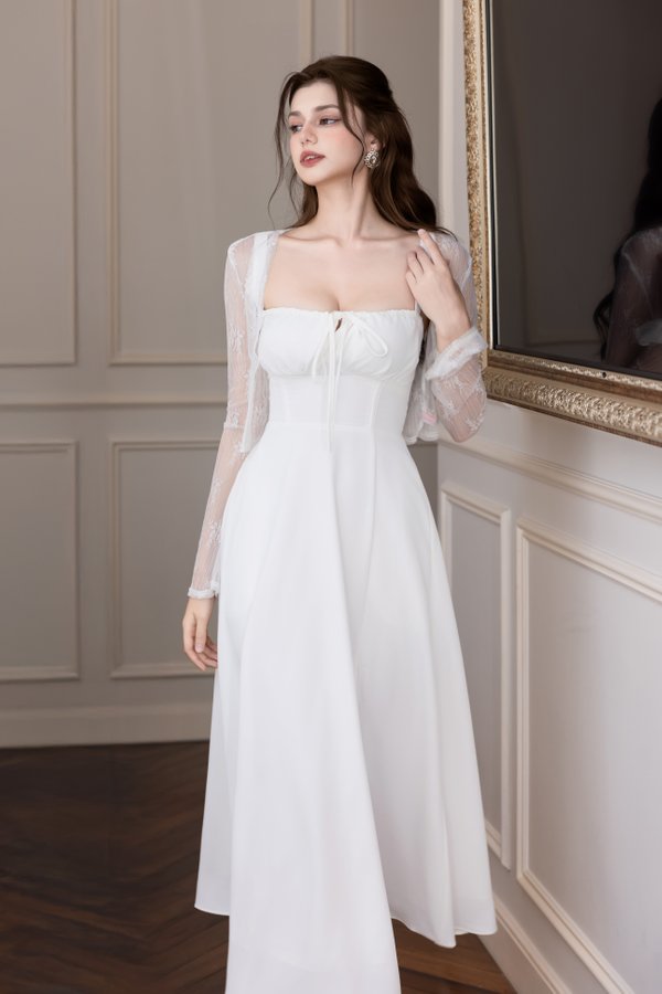 Eve Sheer Lace Cardigan (White)