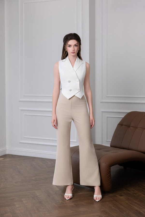 Carla Bell Bottom Fitted Pants (Ivory)