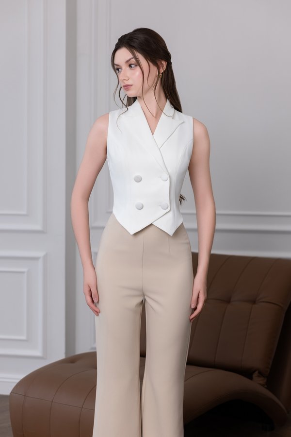 Anna Button Vest Padded Top (White) Anna Button Vest Padded Top (White)