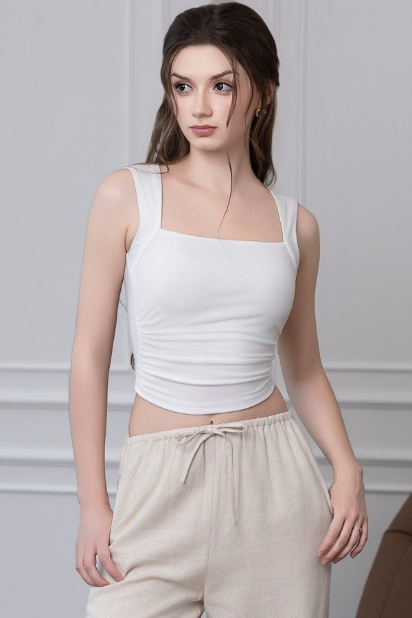 *Lite* Ginny Padded Ruched Top (White) *Lite* Ginny Padded Ruched Top (White)