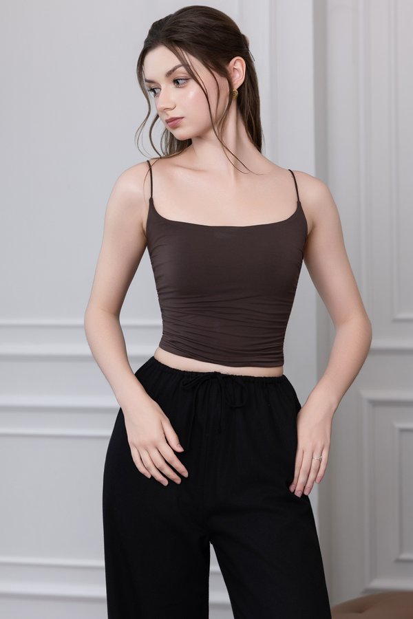 Jamila Scoop Neck Padded Top (Chocolate Brown) Jamila Scoop Neck Padded Top (Chocolate Brown)