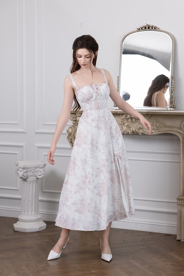 Madilyn Ribbon Tie Back Midi Dress V2 (Rosewood Floral) Madilyn Ribbon Tie Back Midi Dress V2 (Rosewood Floral)