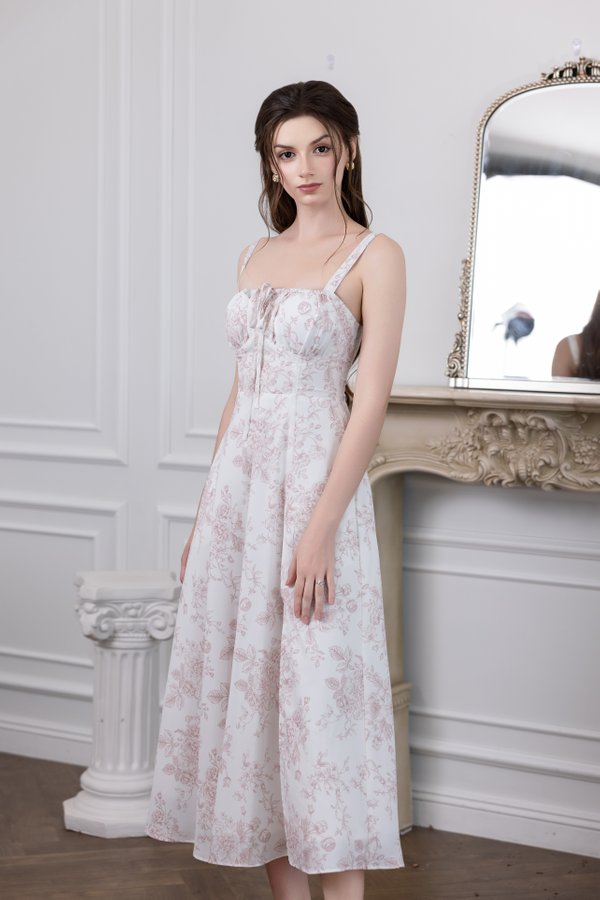 Madilyn Ribbon Tie Back Midi Dress V2 (Rosewood Floral) Madilyn Ribbon Tie Back Midi Dress V2 (Rosewood Floral)