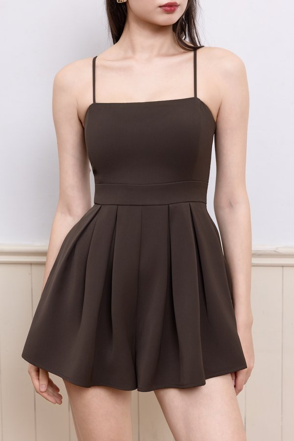 Lazier Pleated Romper (Single Espresso) Lazier Pleated Romper (Single Espresso)