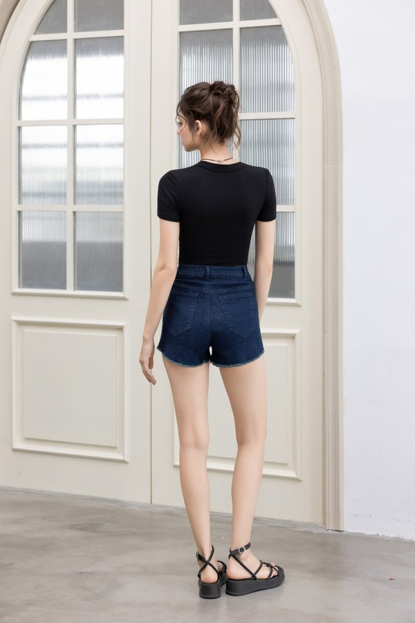 Keely Ripped Denim Shorts (Dark Vintage Wash) Keely Ripped Denim Shorts (Dark Vintage Wash)