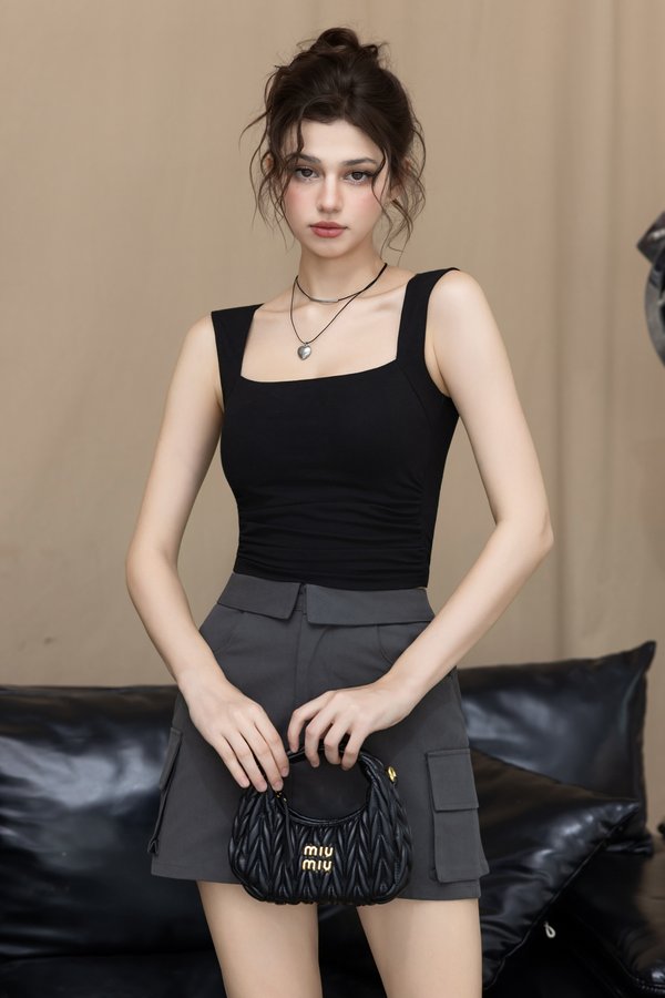 *Lite* Ginny Padded Ruched Top (Black) *Lite* Ginny Padded Ruched Top (Black)