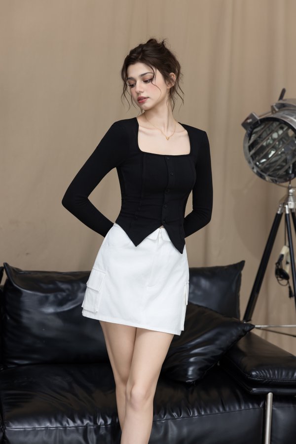 *Lite* Vera Long Sleeve Top (Black)