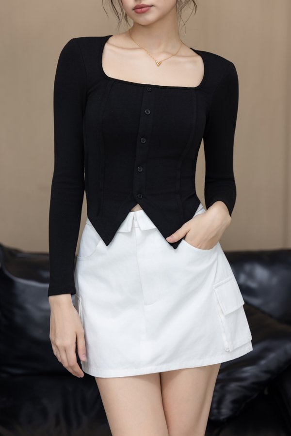 Nori Overlap Cargo Skorts (White)