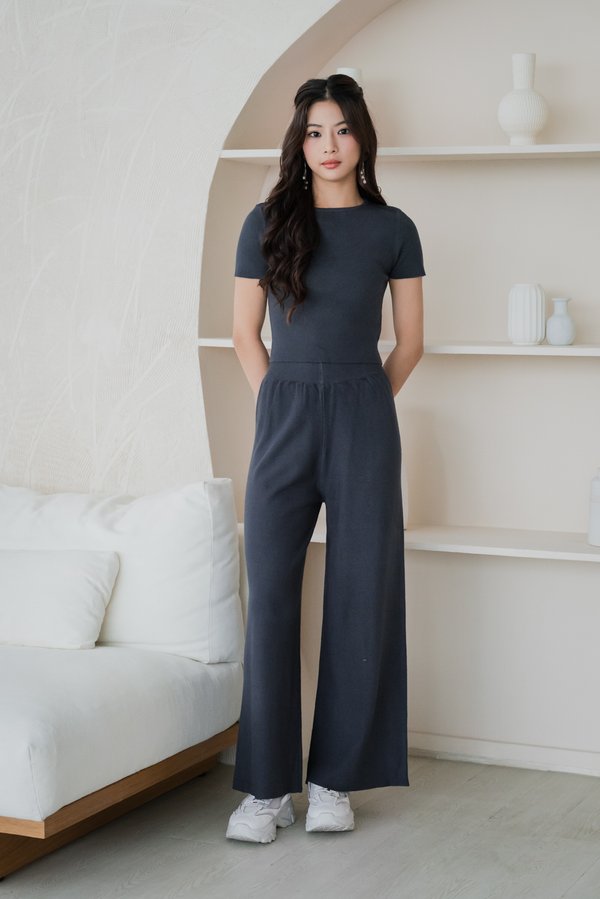 [PETITE] Freda Knit 2pcs Set (Gunmetal)