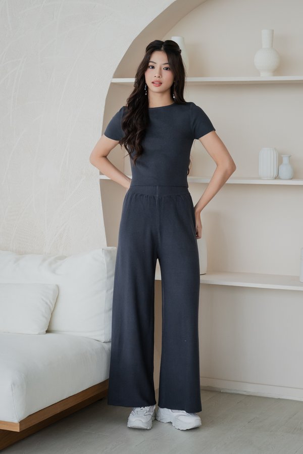 [PETITE] Freda Knit 2pcs Set (Gunmetal)