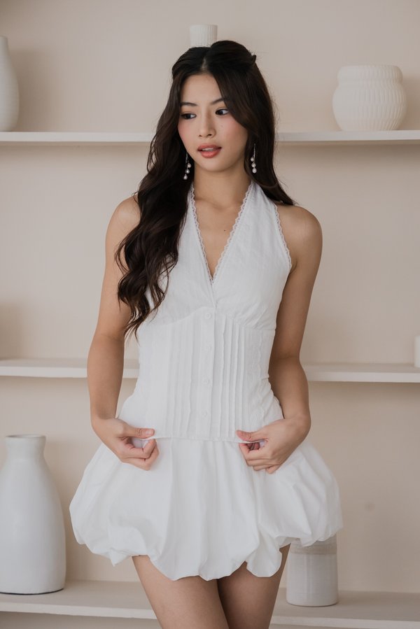 Quinley Lace Halter Padded Top (White) Quinley Lace Halter Padded Top (White)