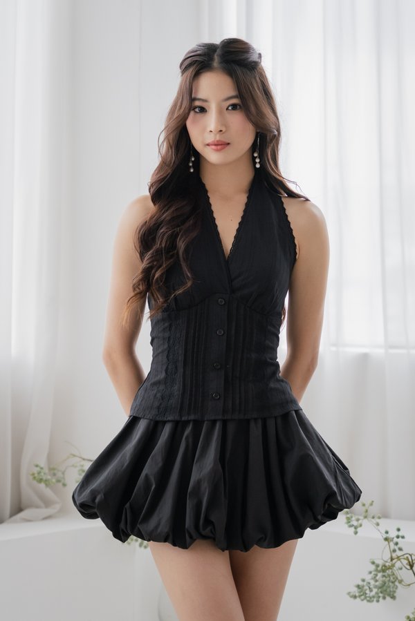 Quinley Lace Halter Padded Top (Black) Quinley Lace Halter Padded Top (Black)