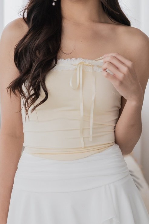 Raeli Lace Ribbon Padded Top (Belle Yellow)