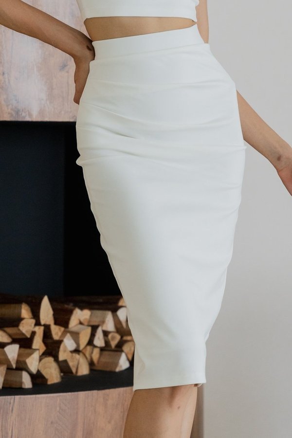 *Luxe* Shayla Ruched Midi Skirt