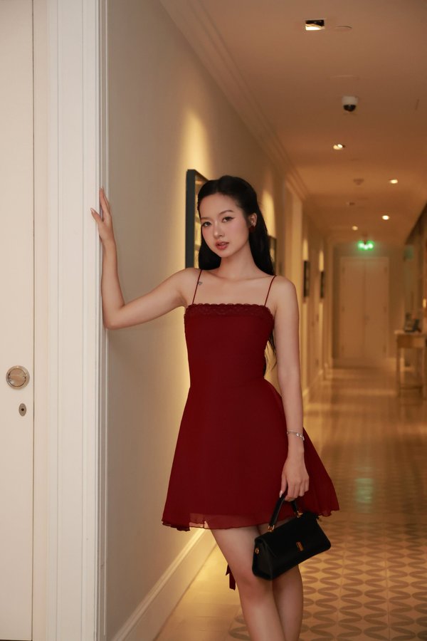 *Premium Luxe* Elaine Lace Mesh Ballerina Dress (Red)