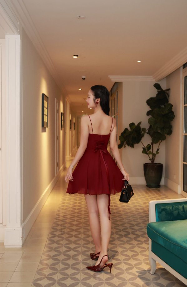 *Premium Luxe* Elaine Lace Mesh Ballerina Dress (Red)
