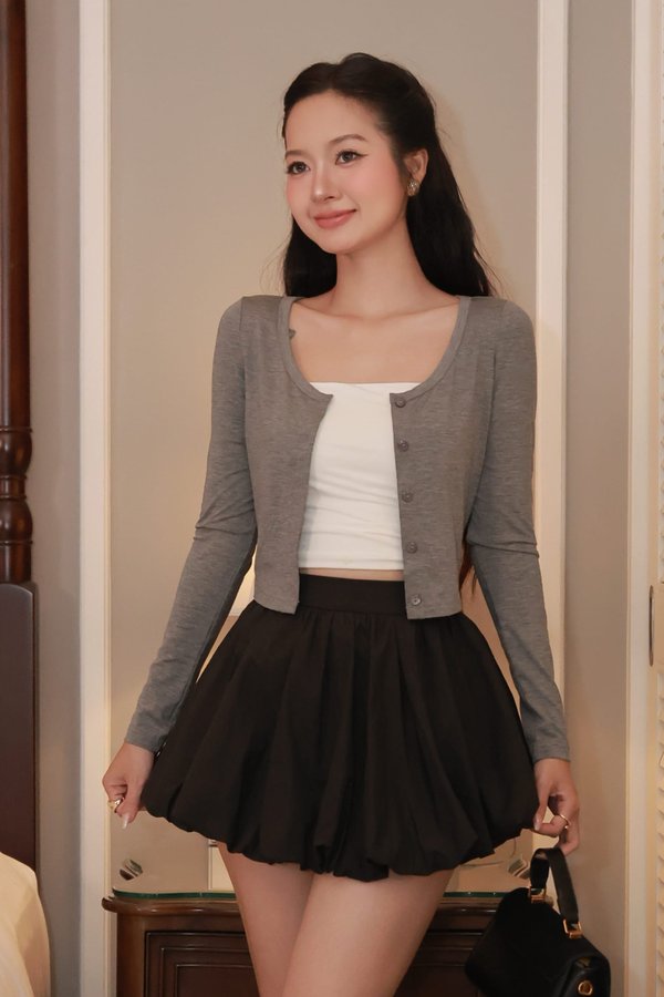 Vaya Button Cardigan (Dark Heather Grey)