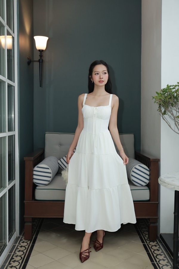 Suzie Padded Midi Dress (White) Suzie Padded Midi Dress (White)