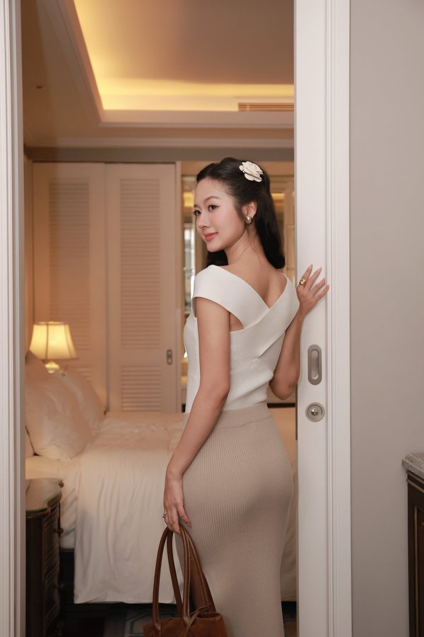 Anisa Pencil Knit Skirt (Latte Dust)