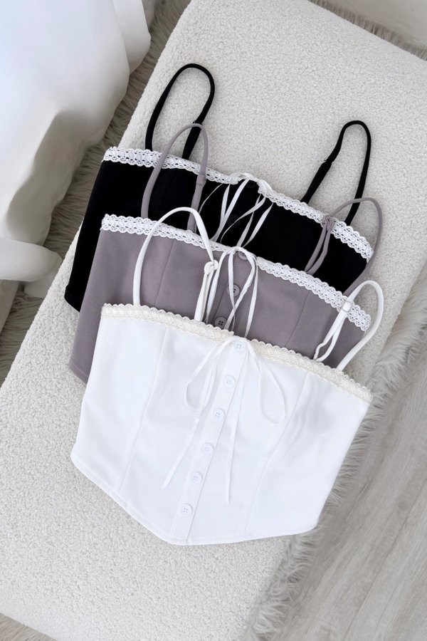 Lennie Lace Button Padded Top