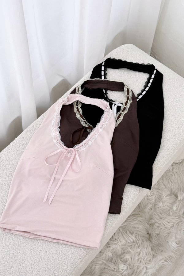 Ruby Lace Halter Padded Top