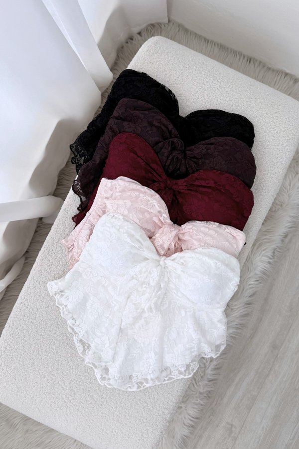 Hera Lace Self Tie Padded Tube Top