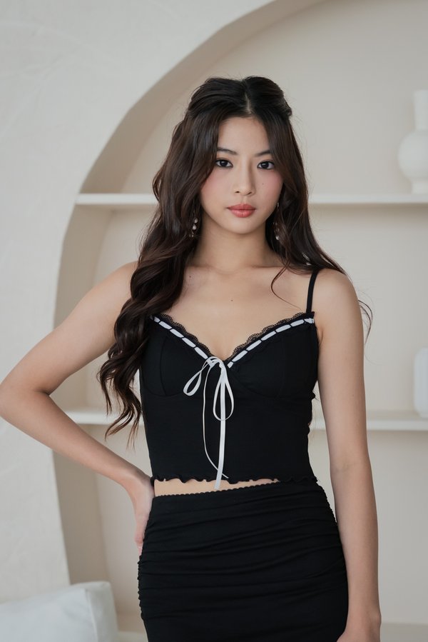 Stasia Solid Lace Bustier Padded Top