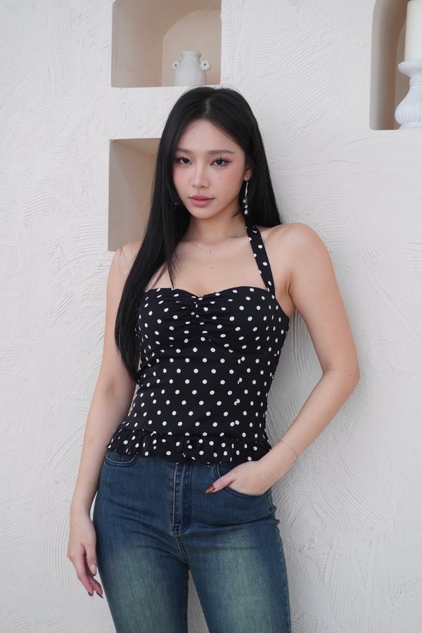 Elowen Polka Halter Padded Top