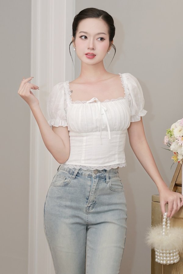 Kassidy Lace Cotton Eyelet Padded Top