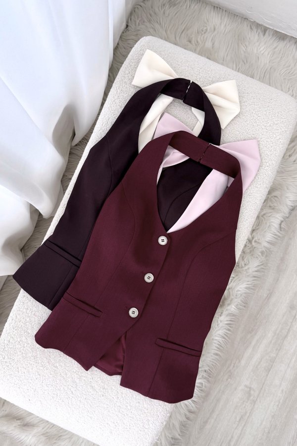 Emilia Halter Ribbon Vest Padded Top