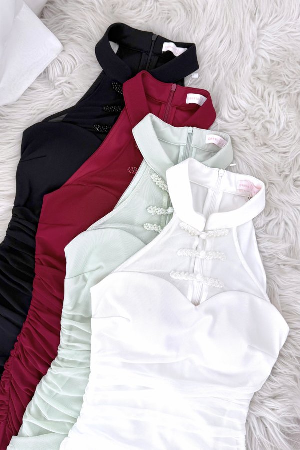 Tang Mesh Padded Maxi Qipao