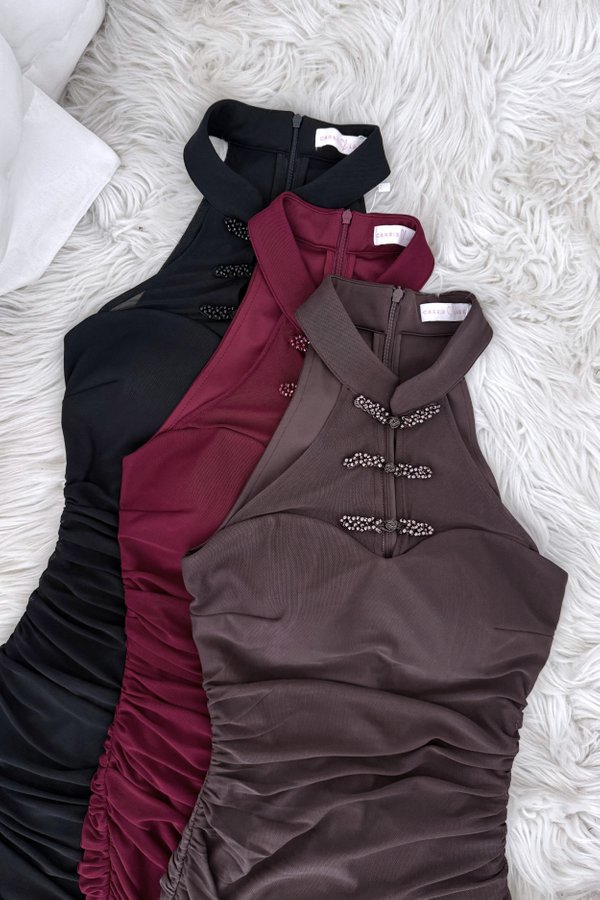 Man Mesh Padded Mini Qipao