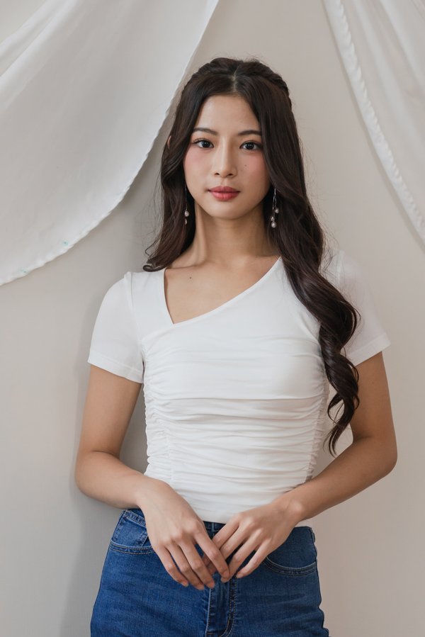 Zuri Slanted Ruched Padded Top