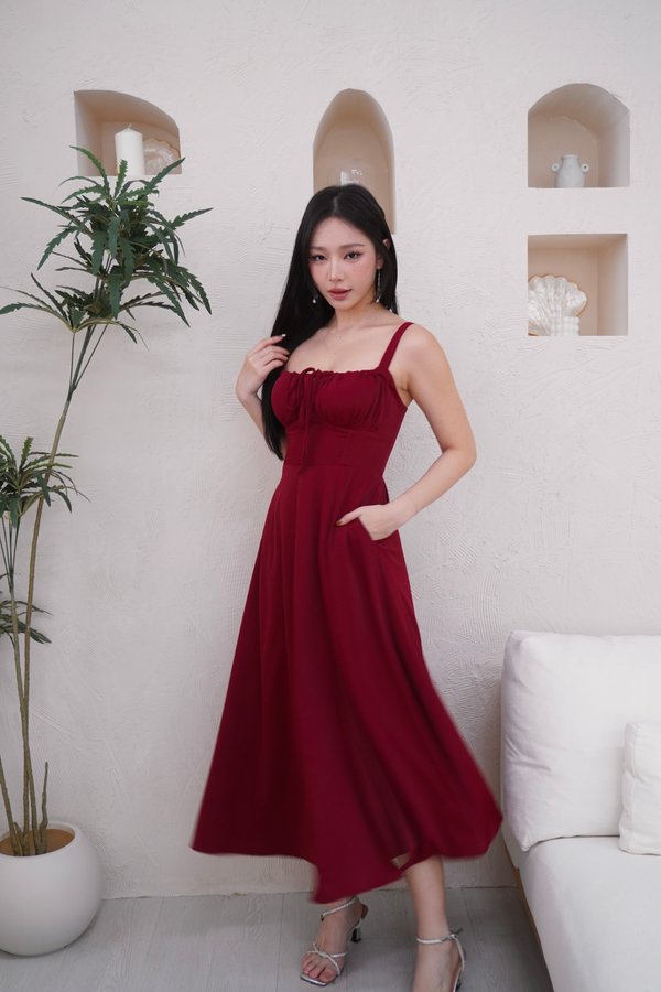 Madilyn Ribbon Tie Back Midi Dress V2