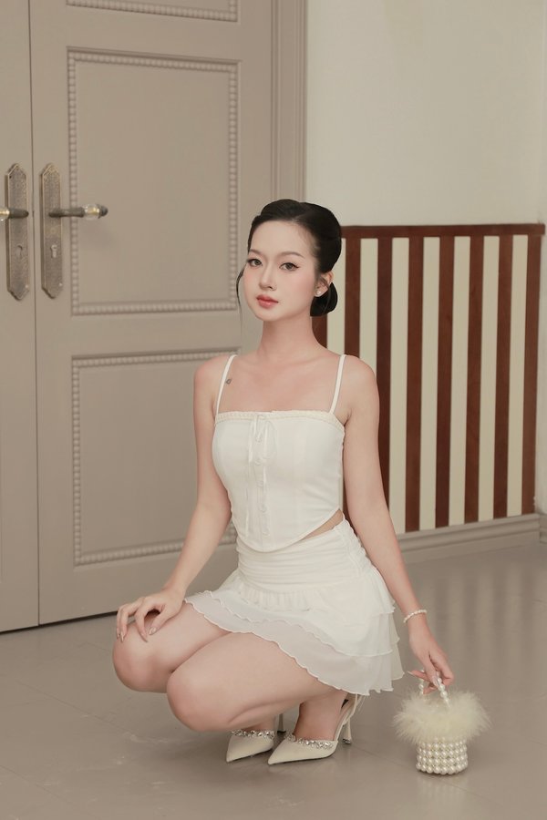 Lennie Lace Button Padded Top