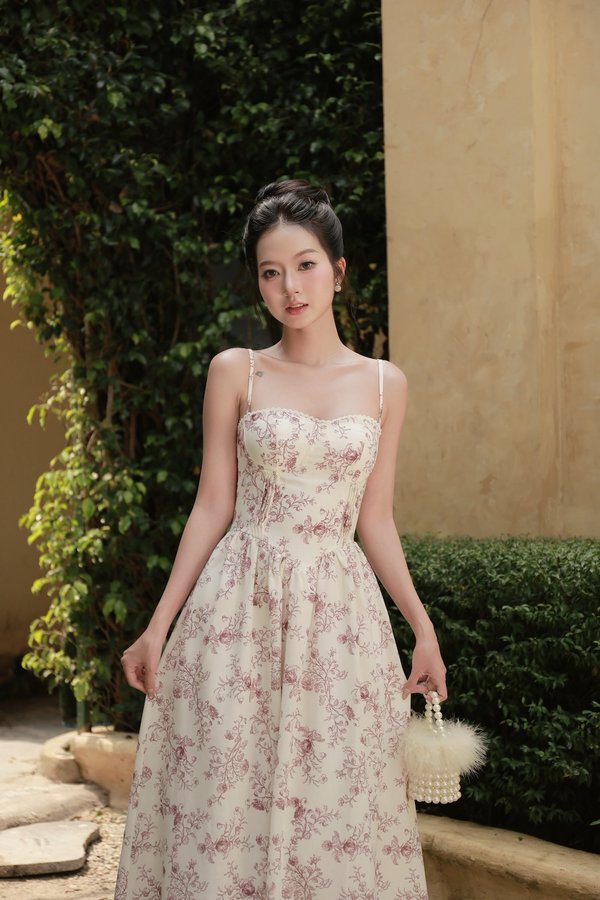 Alaysa Floral Padded Maxi Dress