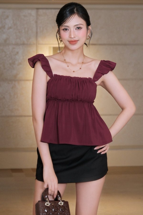 Briviana Flutter Sleeve Padded Top