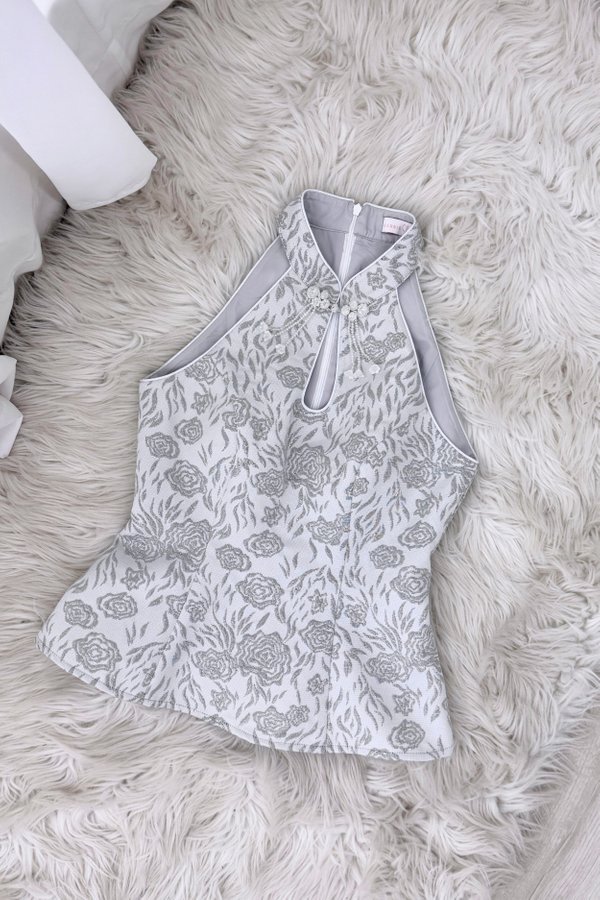 Huan Embossed Peplum Padded Top