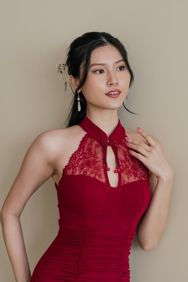 *Luxe* Yang Lace Padded Qipao Romper Dress