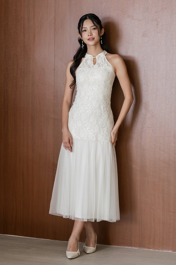 Jing Padded Sequin Maxi Qipao