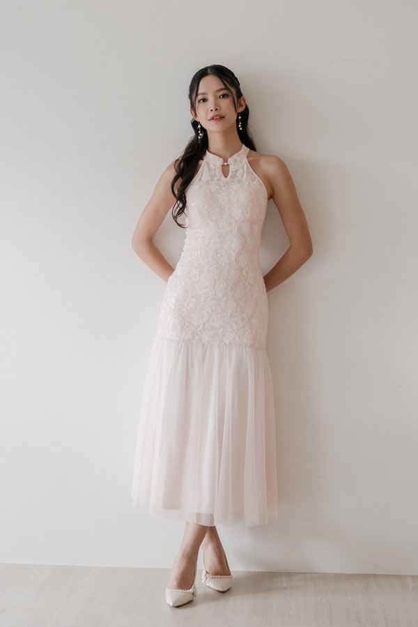 Jing Padded Sequin Maxi Qipao