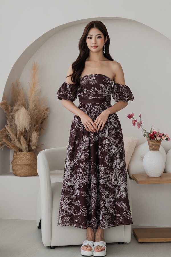 Elysia Botanical Padded Midi Dress