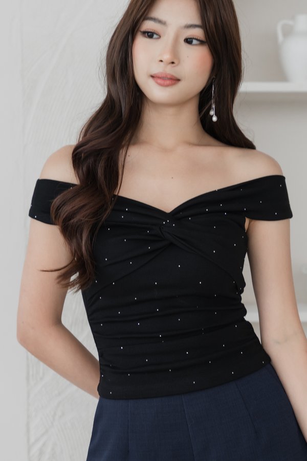 Lyra Sparkly Twist Knot Padded Top