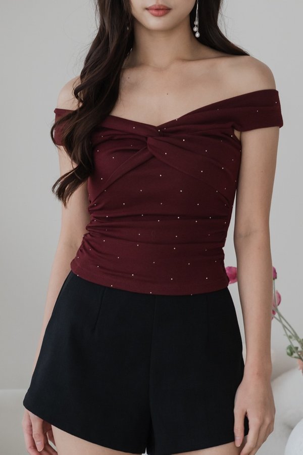 Lyra Sparkly Twist Knot Padded Top