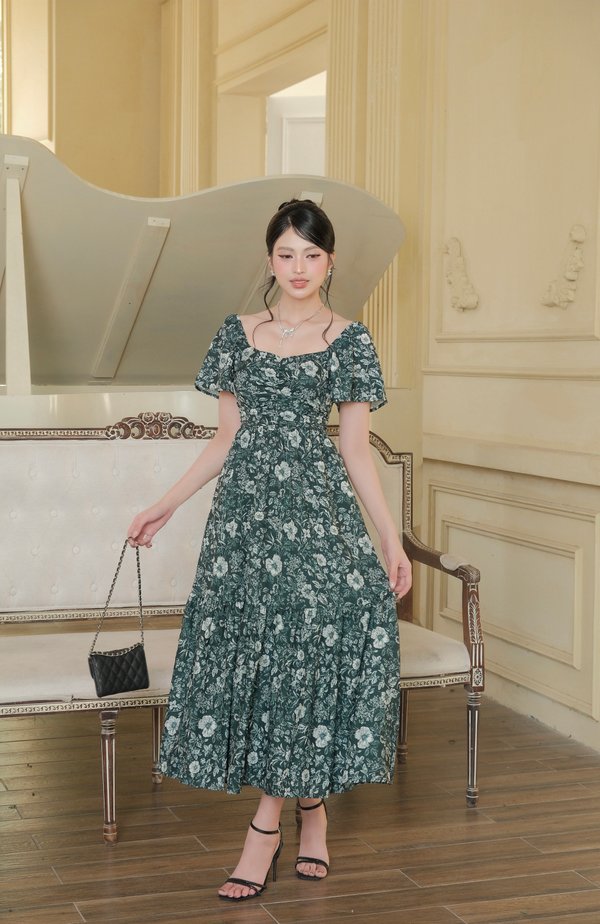 Kendall Flutter Sleeve Padded Midi Dress