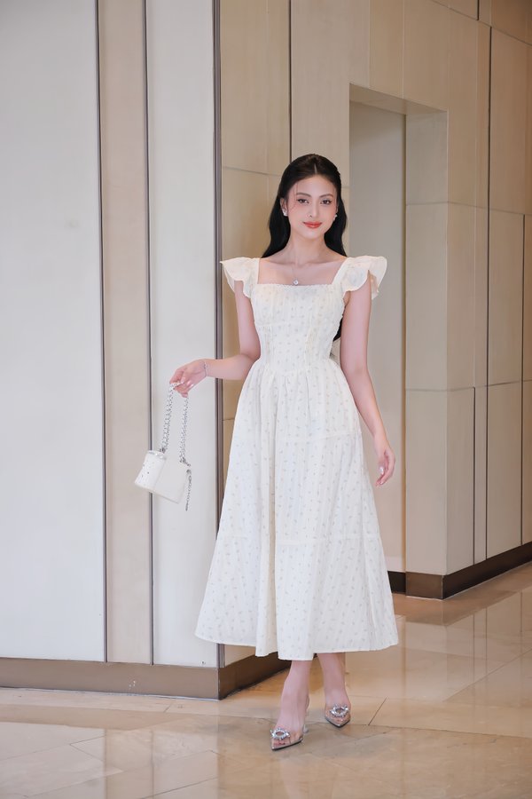 Avianna Ruffle Sleeve Padded Dress