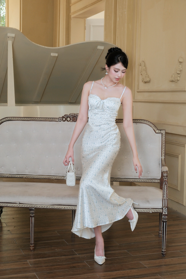 Evelina Satin Bustier Padded Dress