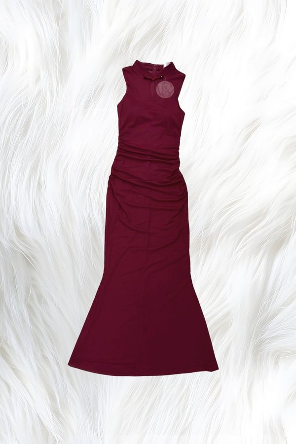 [DEFECT] Ye Padded Mesh Qipao Dress (Maroon, S)