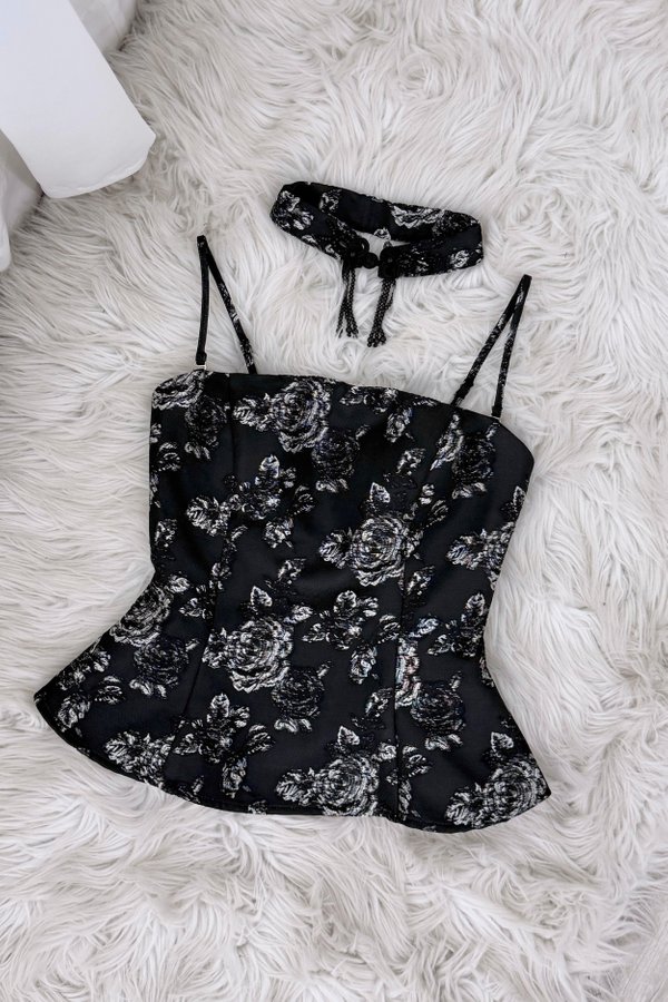 [DEFECT] Long Oriental Jacquard Padded Top (Silver Moon, L)